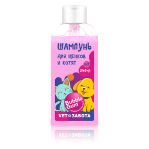 Шампунь VETЗАБОТА bubble gum для щенков и котят, 250 мл