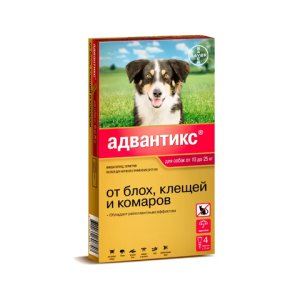 Адвантикс для собак 10-25 кг, уп. 4 пип. х 2.5 мл
